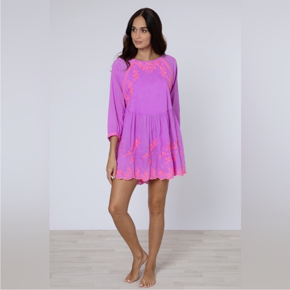NWT Juliet Dunn hand embroidered purple/pink dress Sz. 2